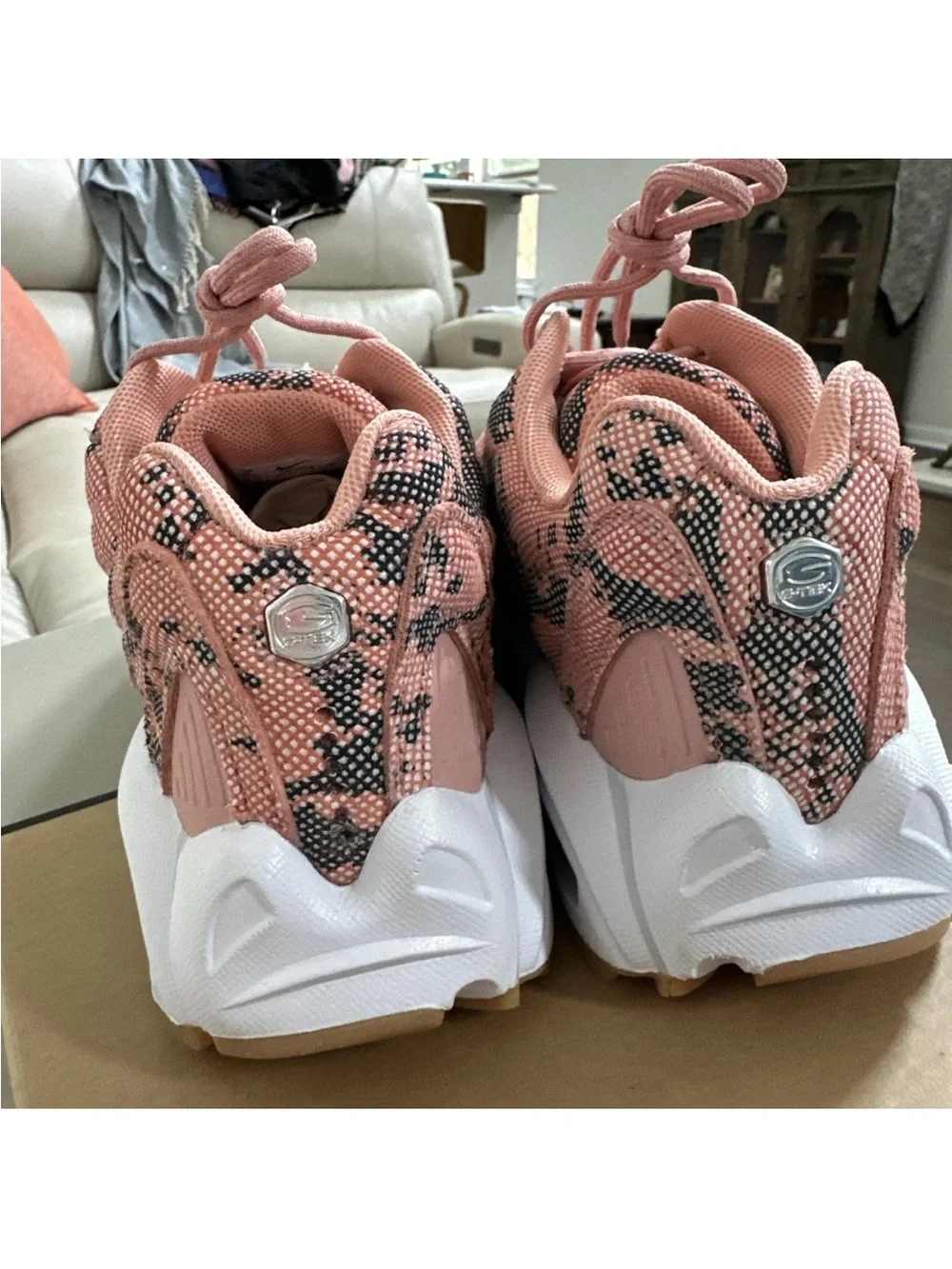 Women’s sz 10.5 Nike Orange Marble-Pattern Sneakers #Hot Step #Air Terra/Nocta